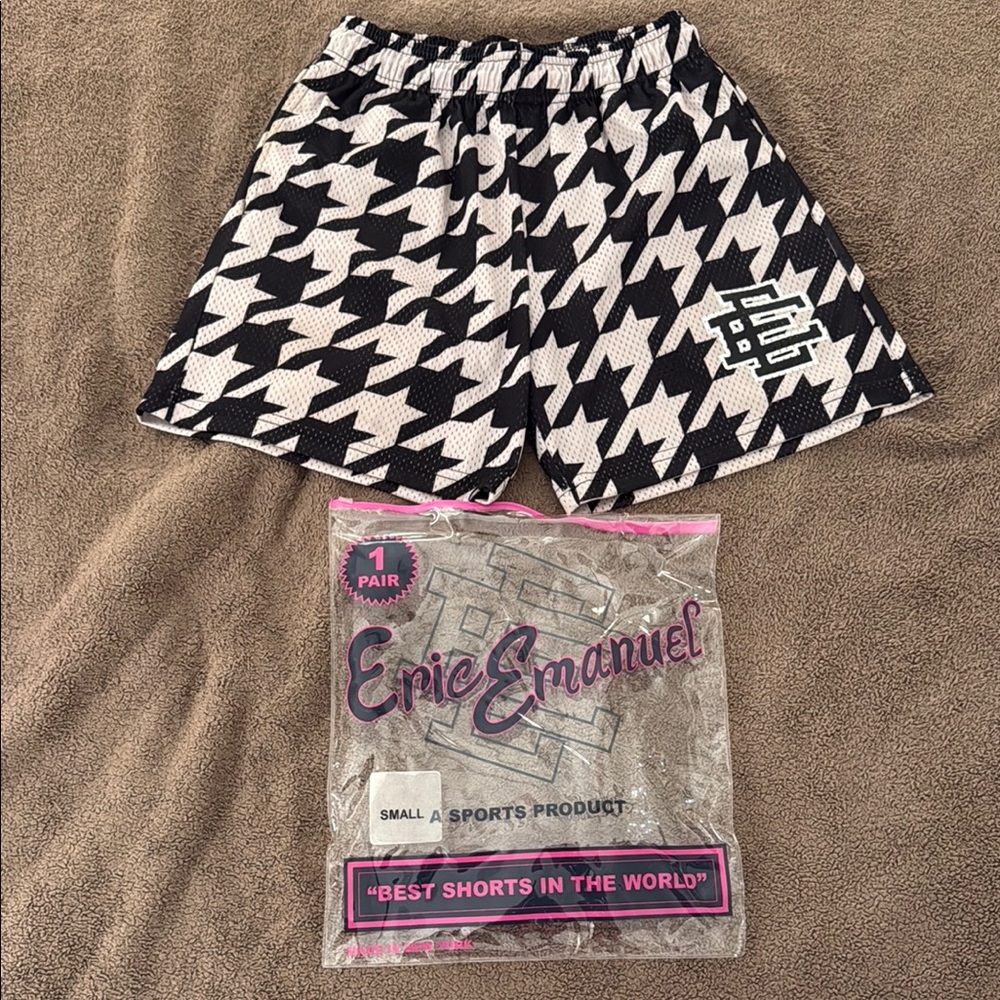 Eric Emanuel Black and White Houndstooth Shorts